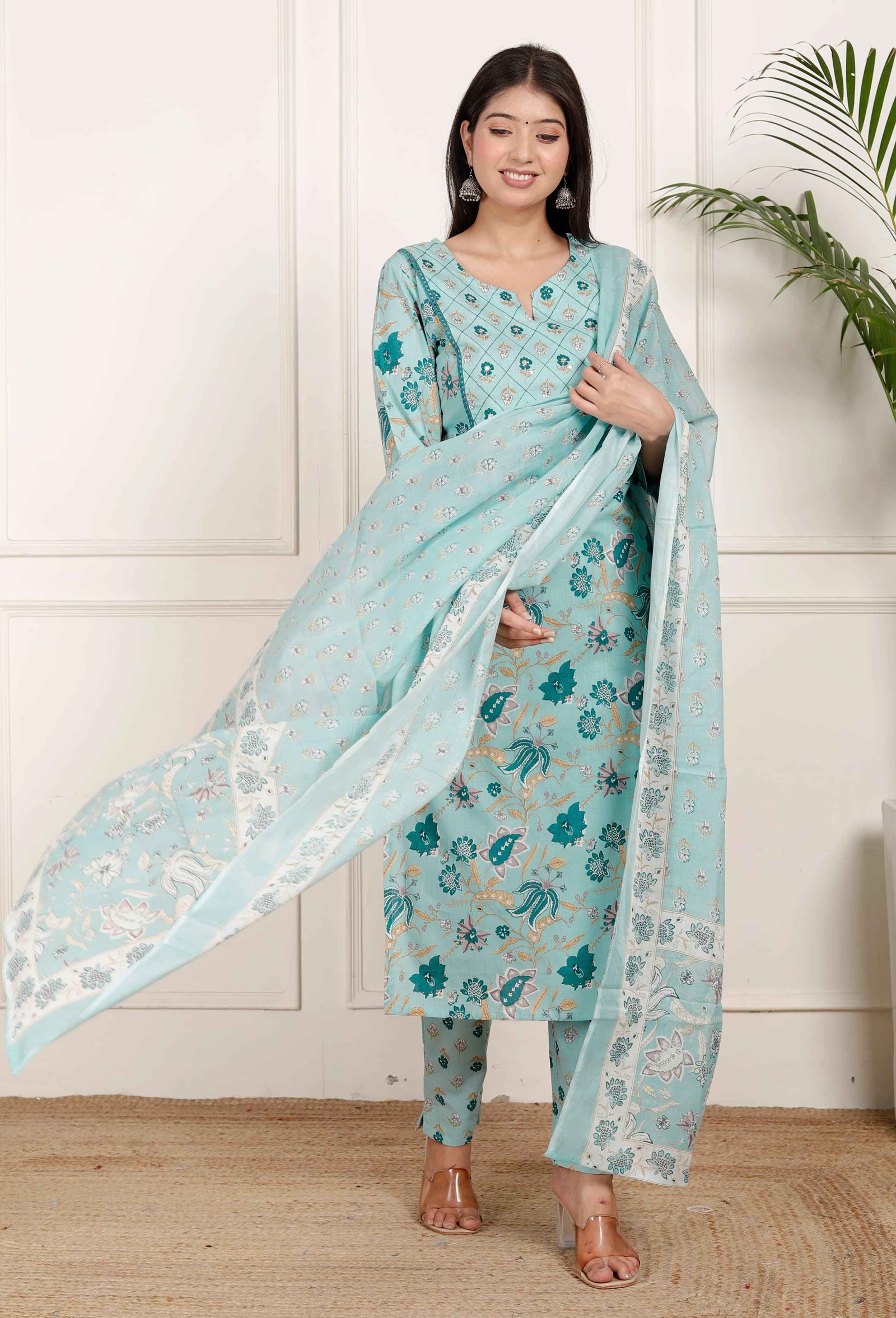 	Graceful Turkish Floral cotton suit set